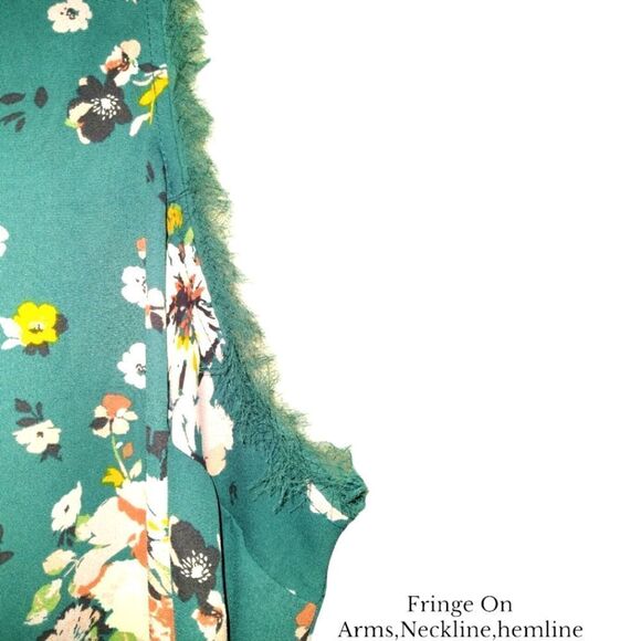 TORRID Teal Floral Georgette Raw Chiffon Trim Tank Top 4X - Picture 6 of 14